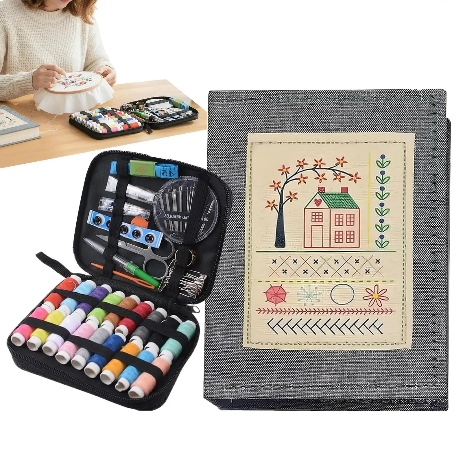 

Creatives Embroidery Kit With DIY StitchBooks And Embroidery Sewing Books Complete Manual For Handmade Projects Christmas Gift