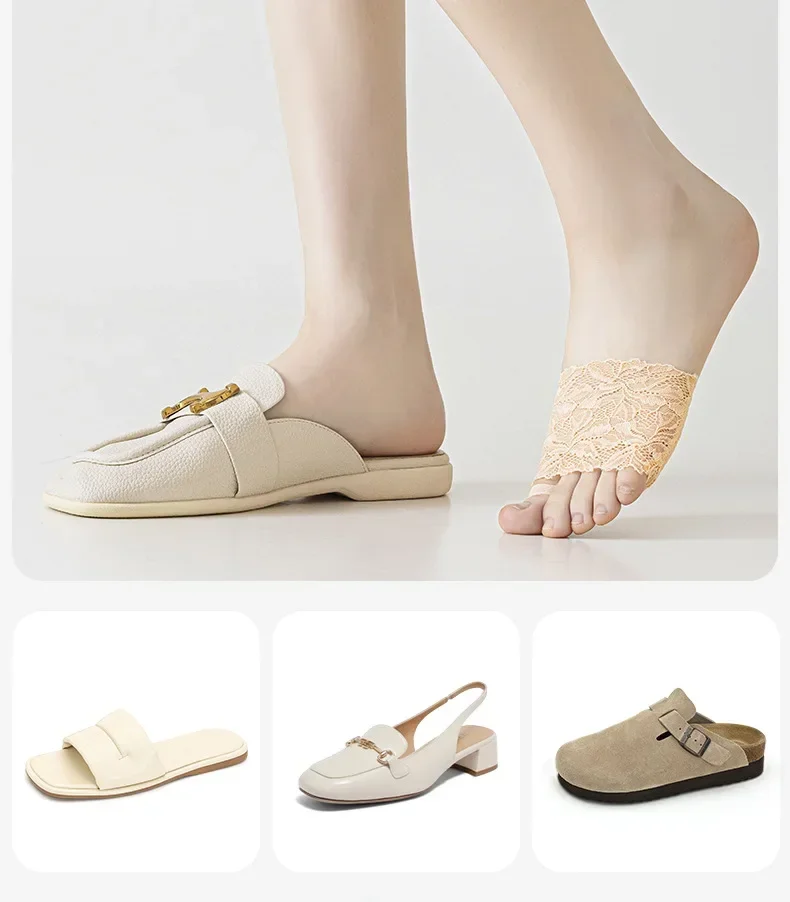 1–10 Paar Damen-Socken mit halber Sohle, rutschfest, unsichtbar, Dessous-Socken für High Heels, Schuhe, Sommer, dünne, atmungsaktive Spitzen-Fußabdeckung – Detail 13