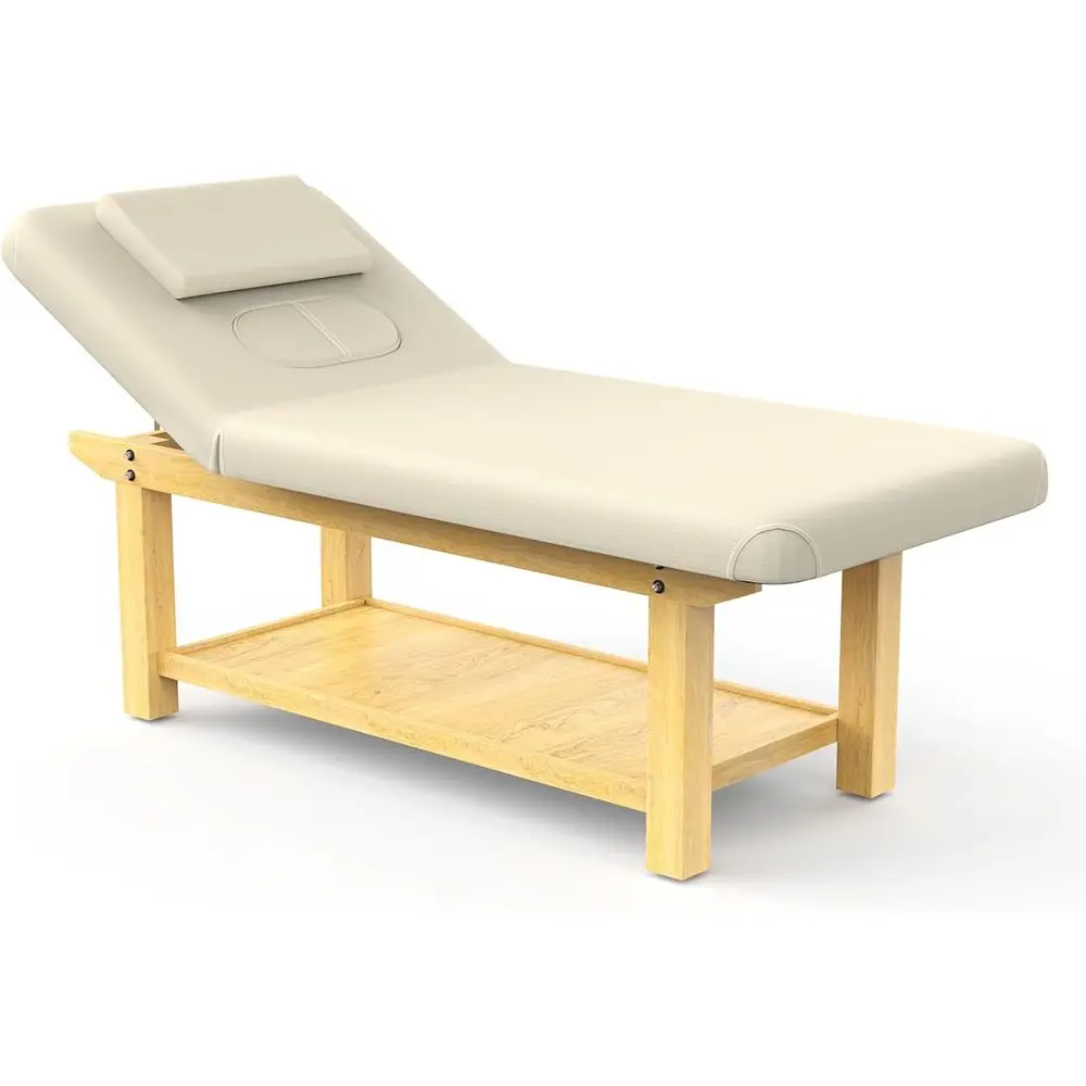 

Деревянный массажный стол с регулируемой спинкой и местом для хранения для косметолога, емкостью 700 фунтов, 4 ножки