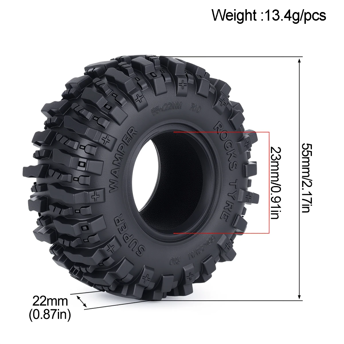 1.0inch Tires Rubber Tyre for 1/24 RC Crawler Car Axial SCX24 FCX24 FCX18 1/18 Traxxas TRX4M Upgrade Parts