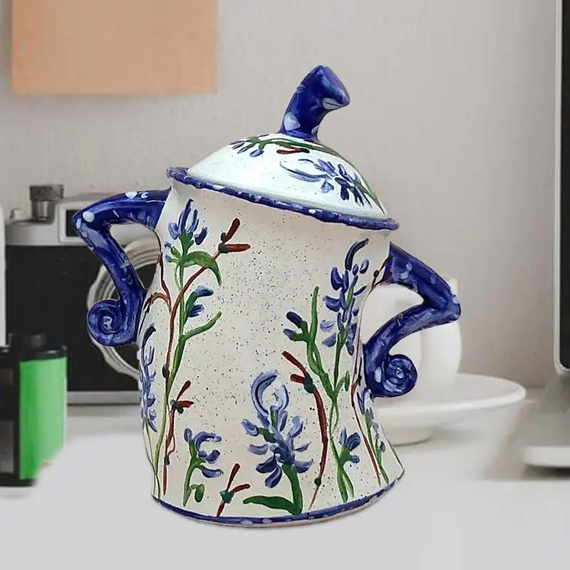 resin Teapot With Attitude, hands-on-hips fun jar, Cute Food Storage Jar Desktop Cup Ornament Storage Canisters With Lids