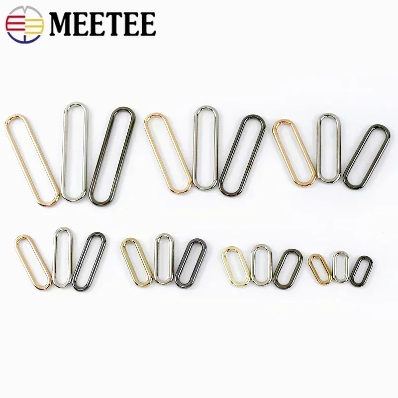 10Pcs 15mm-60mm O Ring Metal Oval Buckles Shoes Clasp Egg Button Bag Strap Connect Rings Adjust Hook Accessories for Handbags