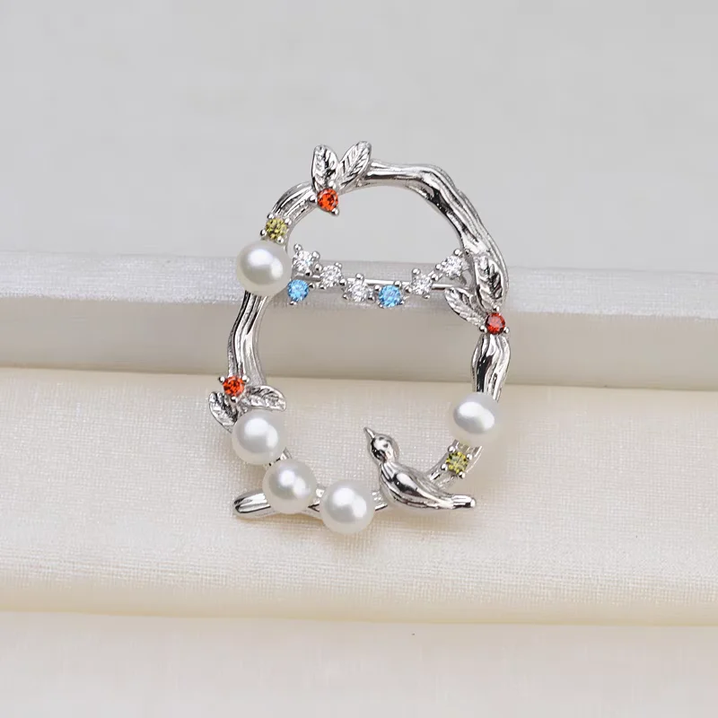 

Gorgeous 925 Sterling Silver Brooch Mounts Base Findings Settings Mountings Jewelry Fittings for 4-5mm Pearls 3pcs/lot