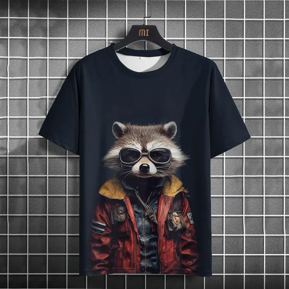 Funny Animal Raccoon T-Shirt 3d Print Summer Men's T-Shirt Casual Short Sleeve Oversized T Shirts Fashion Tee Tops Men Clothing