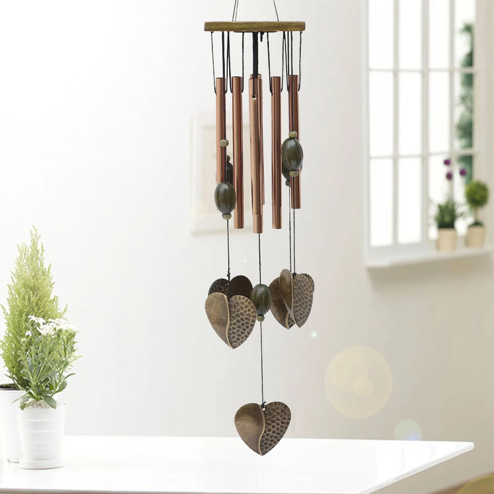 1/4Pcs 23'' Wooden Wind Chimes Outdoor Deep Tone Wind Chimes Memorial Wind Chimes with 8 Metal Hollow Tubes for Home Yard Patio