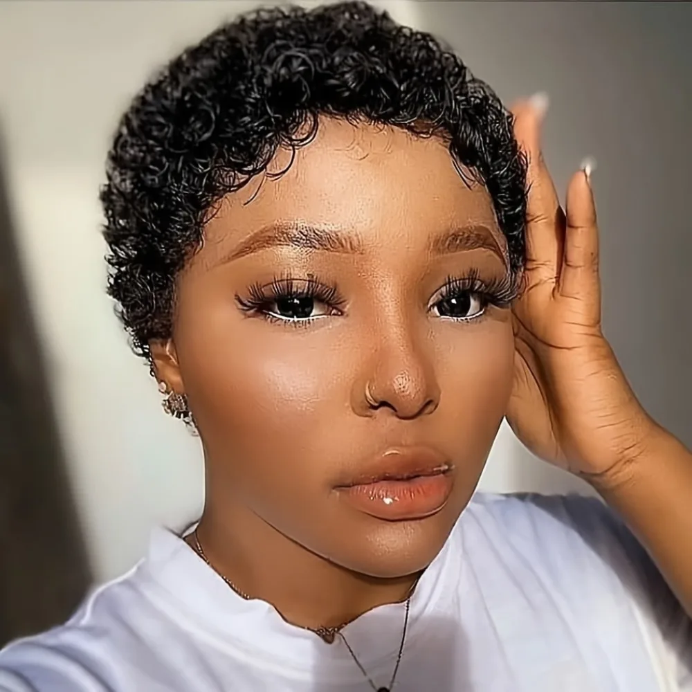 

Женский парик из человеческих волос с глубокими волнами, полностью машинный парик, вьющиеся волосы для ежедневного использования, вечеринок и музыкальных фестивалей