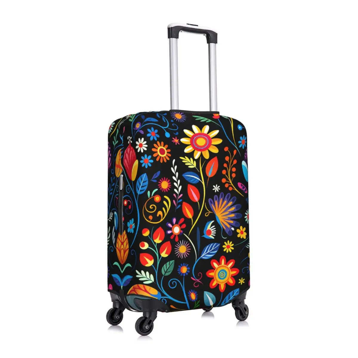 Mexican Folk Art Floral Pattern Luggage Cover Elastic Travel Suitcase Protective Covers Fits 18-32 Inch