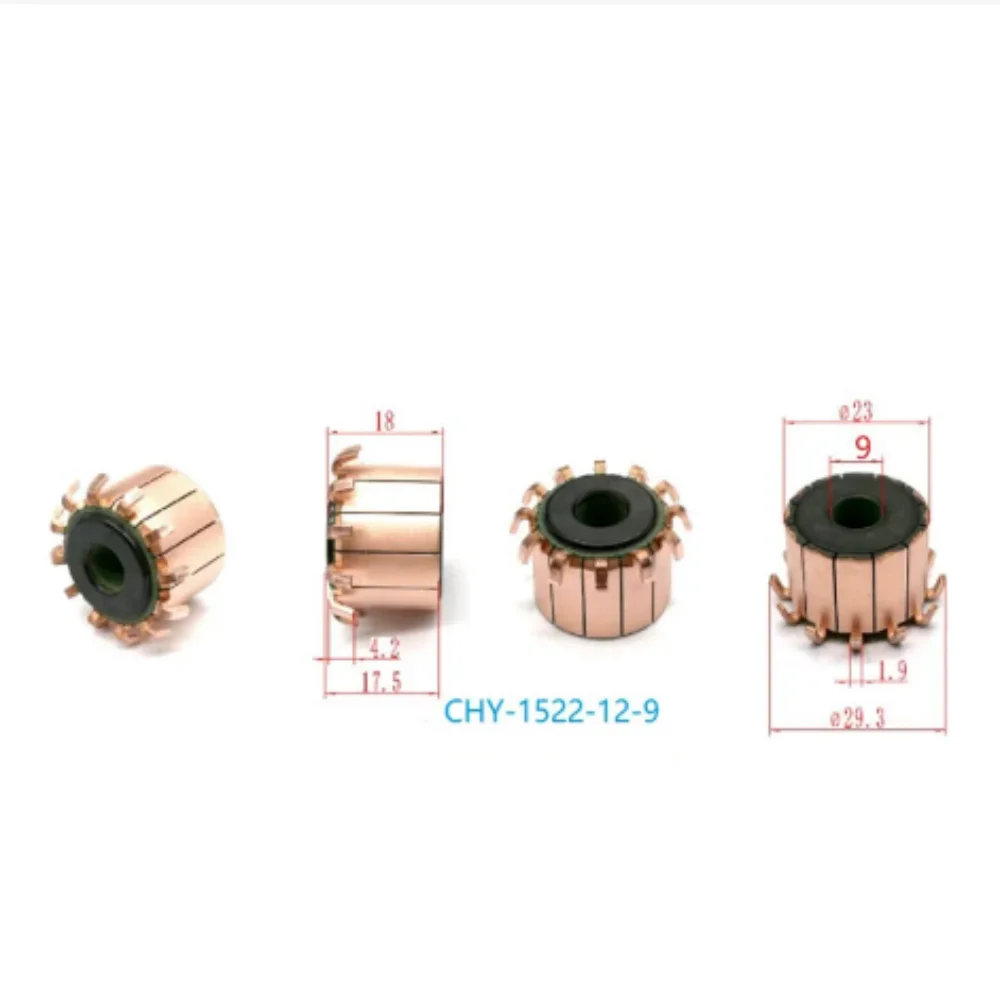 9*23*18(17.5)mm 12P Teeth Copper Hook Type Electrical Motor Commutator CHY-1522-12-9