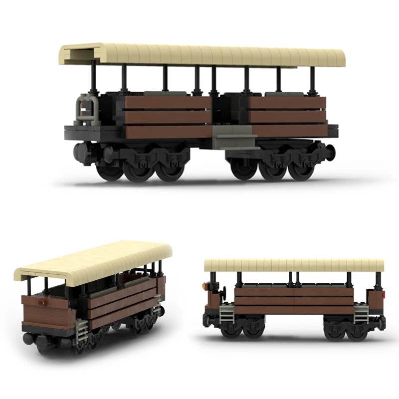 

City Train Track Series Vintage Car Building Blocks Assembled Toys MOC Railway Vintage Manned Station Wagon Models