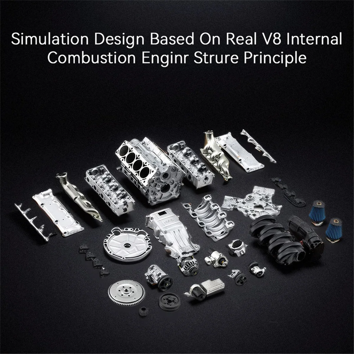 MAD V8 Kit perakitan Model pembakaran Internal mesin, mesin simulasi penuh RC cocok untuk Ax90104 Scx10 mobil RC