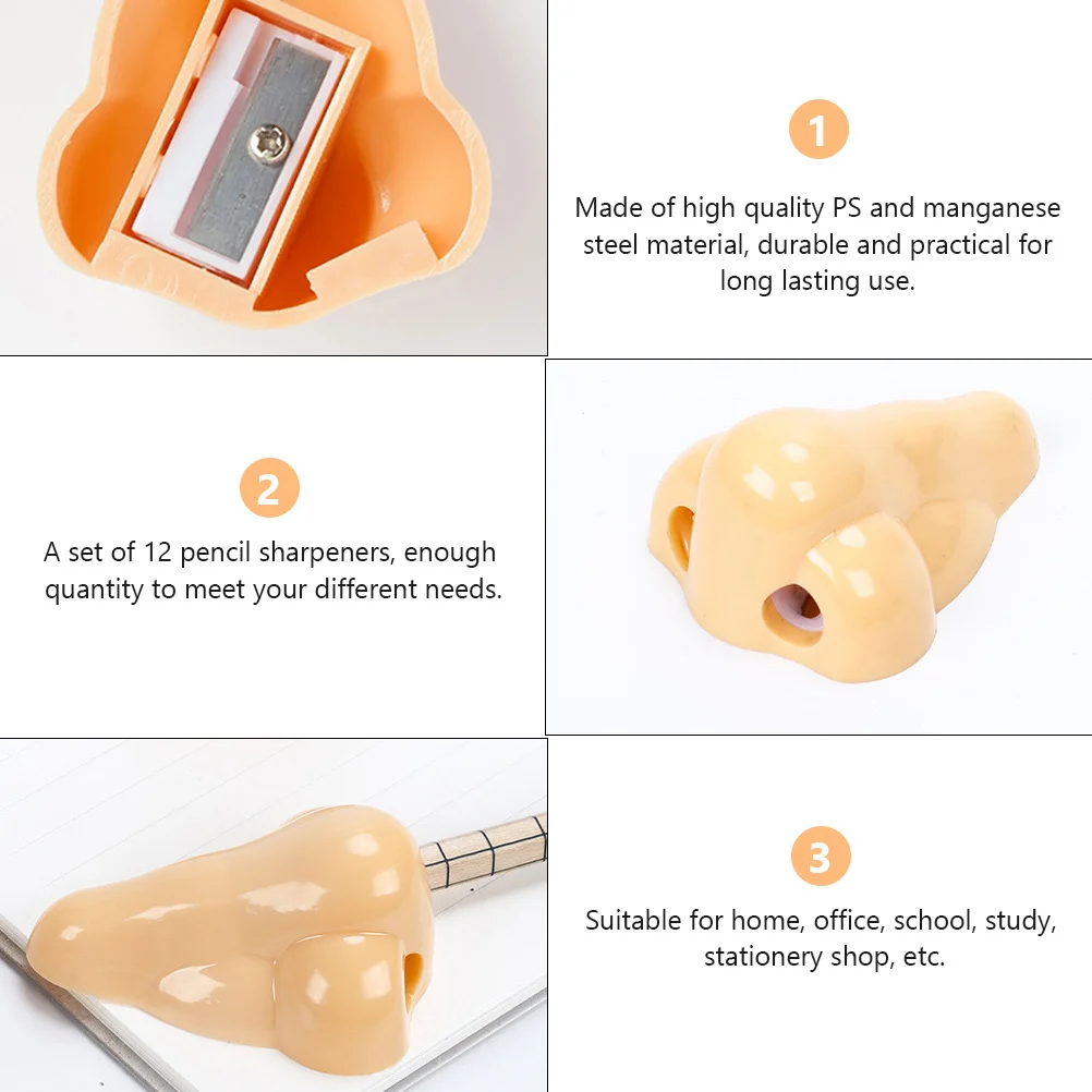 

10pcs Yellow Plastic Pencil Sharpener School Supplies Kids Stationery Creative Nose Gift Student Desk Tool