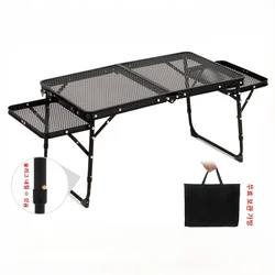 Camping Table Iron Mesh Folding Table RV Portable Outdoor Camping with Lifting Frame Aluminum Alloy Dining Table