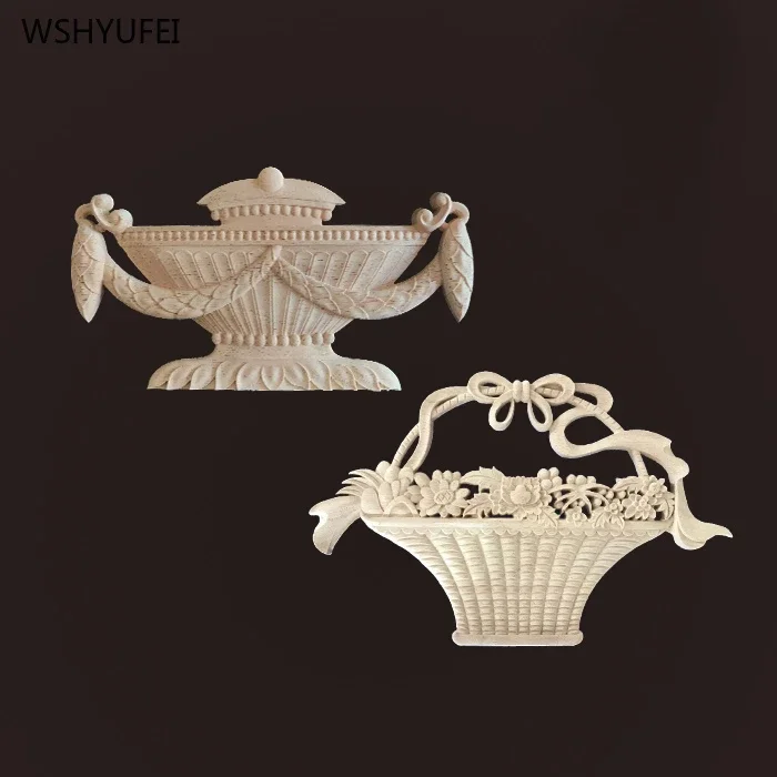 Direct selling wood corner flower carving wood carving decals home furniture carving decorative decals wooden window decoration