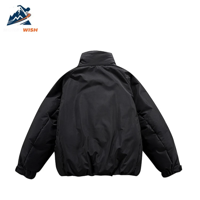 MONEYWISH ลงเสื้อ 2025 สีทึบผ้าฝ้ายหนา Anti Cold WARM STAND COLLAR Coat กลางแจ้งฤดูหนาว Workwear Down Coat