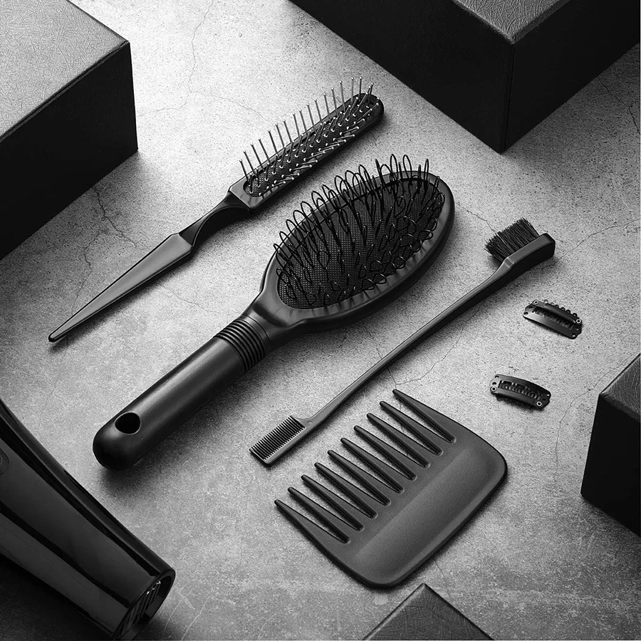 9 Pieces Wig Comb Set Hair Edge Brush Airbag Massage Comb Wide Tooth Comb Clips for Wig Stand Human Synthetic Extension