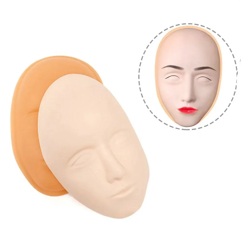 Silicone 5D Facial Tattoo Embroidery Practice Leather Mask 5D Base Permanent Makeup Lip Eyebrow Face Head Skin Tattoo Simulation