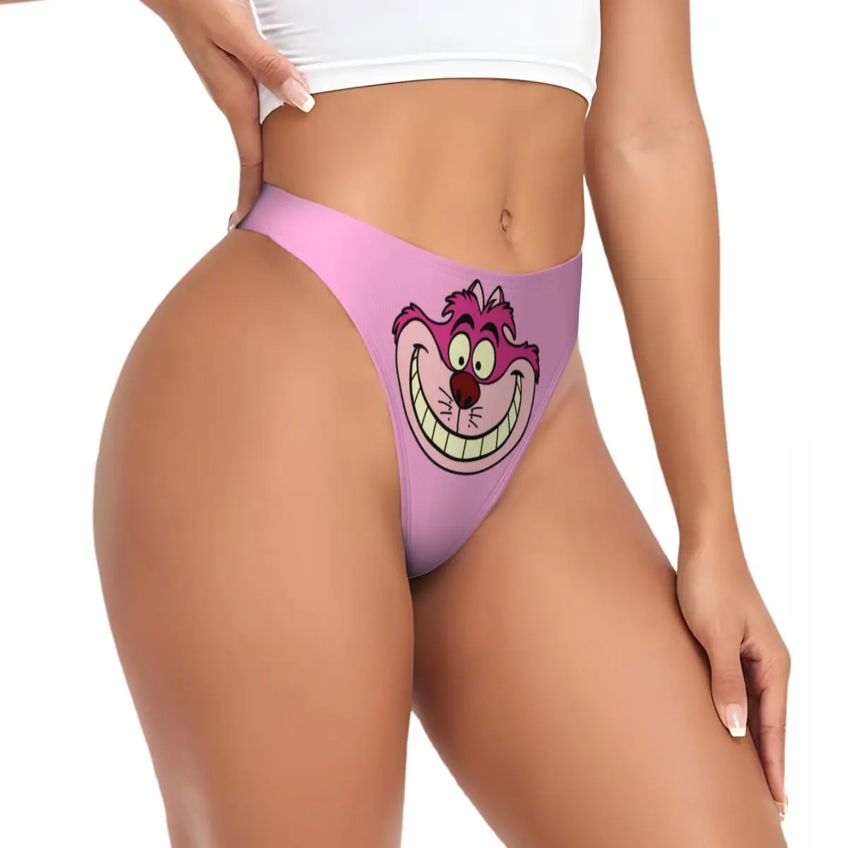 Custom Cheshire Cat G-string Panties Womens Stretch Animal Alice In Wonderland Thong Underwear