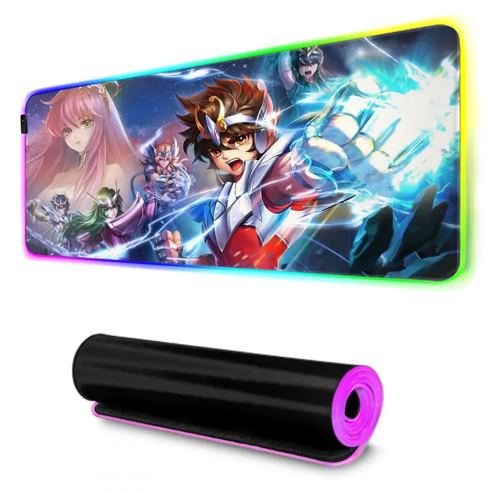 anime S_saint S_seiya Mouse Pad XXL RGB Mouse Pad Kawaii Gaming Accessories Computer keyboard Large Led Desk Mat Mousepad