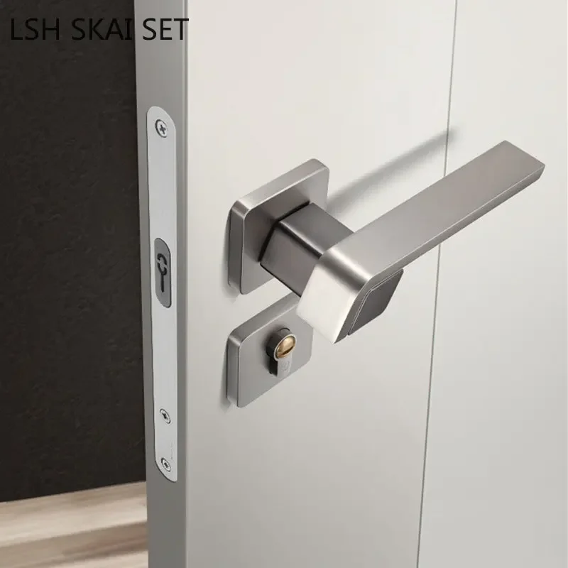 

High Quality Zinc Alloy Bedroom Door Lock with Key Indoor Mute Security Door Locks Mechanical Handle Lockset Home Hardware