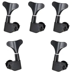 Bass Tuning Pegs Fish Tail Buttons Set Tuning Pegs 5PCS Accessories Bass Guitar Bass String Tuners Black/Chrome New Practical