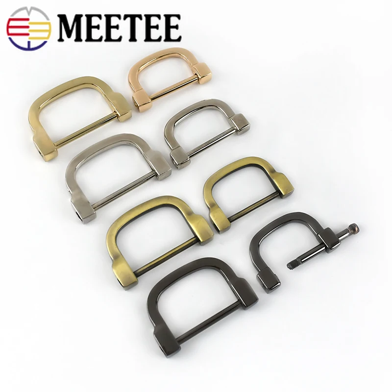 Meetee 4Pcs 25/30mm D Ring Buckles Detachable Screw Metal Buckle Handbag Strap Clasps DIY Leather Crafts Hardware Accessories