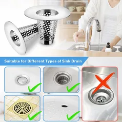 Floor Drain Filter Net Metal Drain Strainer Net Sewer Filter Net Drain Cone Strainer Mesh Universal Accessory for Washbasin
