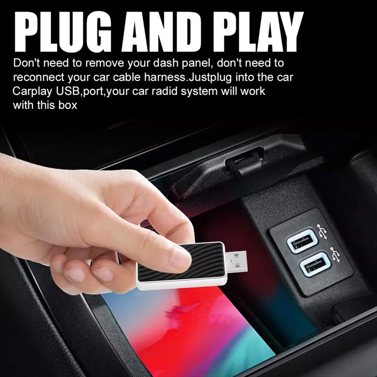 Super Sale Mini USB Wireless CarPlay Adapter for Android Auto Plug Play Converts Wired