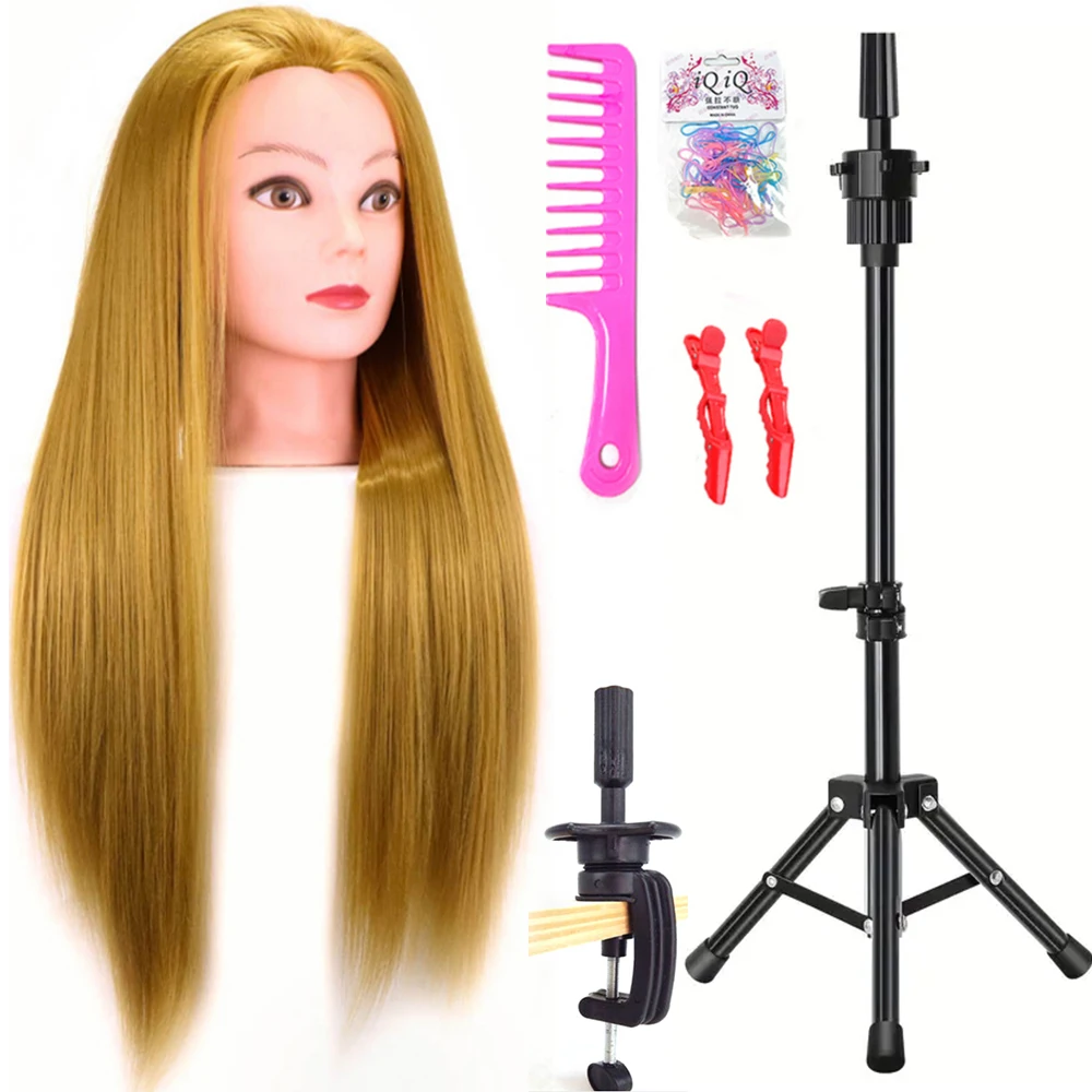 

Голова манекена, 100% синтетические волосы, парикмахерская, тренировочная голова с подставкой, манекен, косметологическая кукла, голова для плетения, укладки