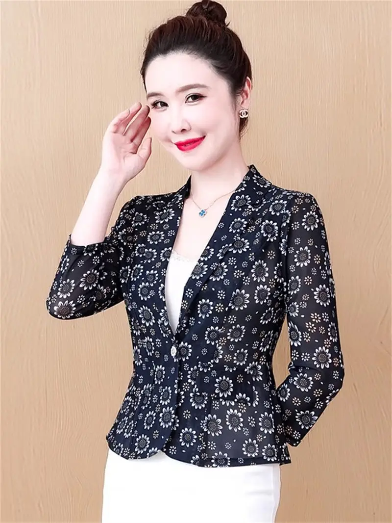 Summer Printed Women's Sun Protective Blazer UV Protective Breathable Lightweight Shawl Jacket Fashion Top G449