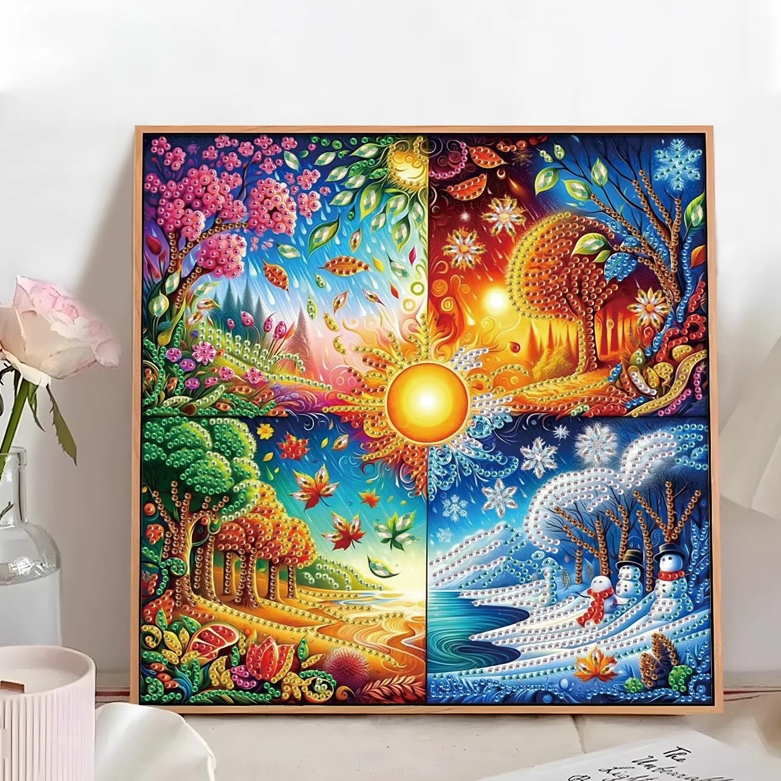 The four seasons Special Shape Diamond Art Kits for Adults Beginners,Special Shape Diamond Art Painting for Home Decoration Gift view 4