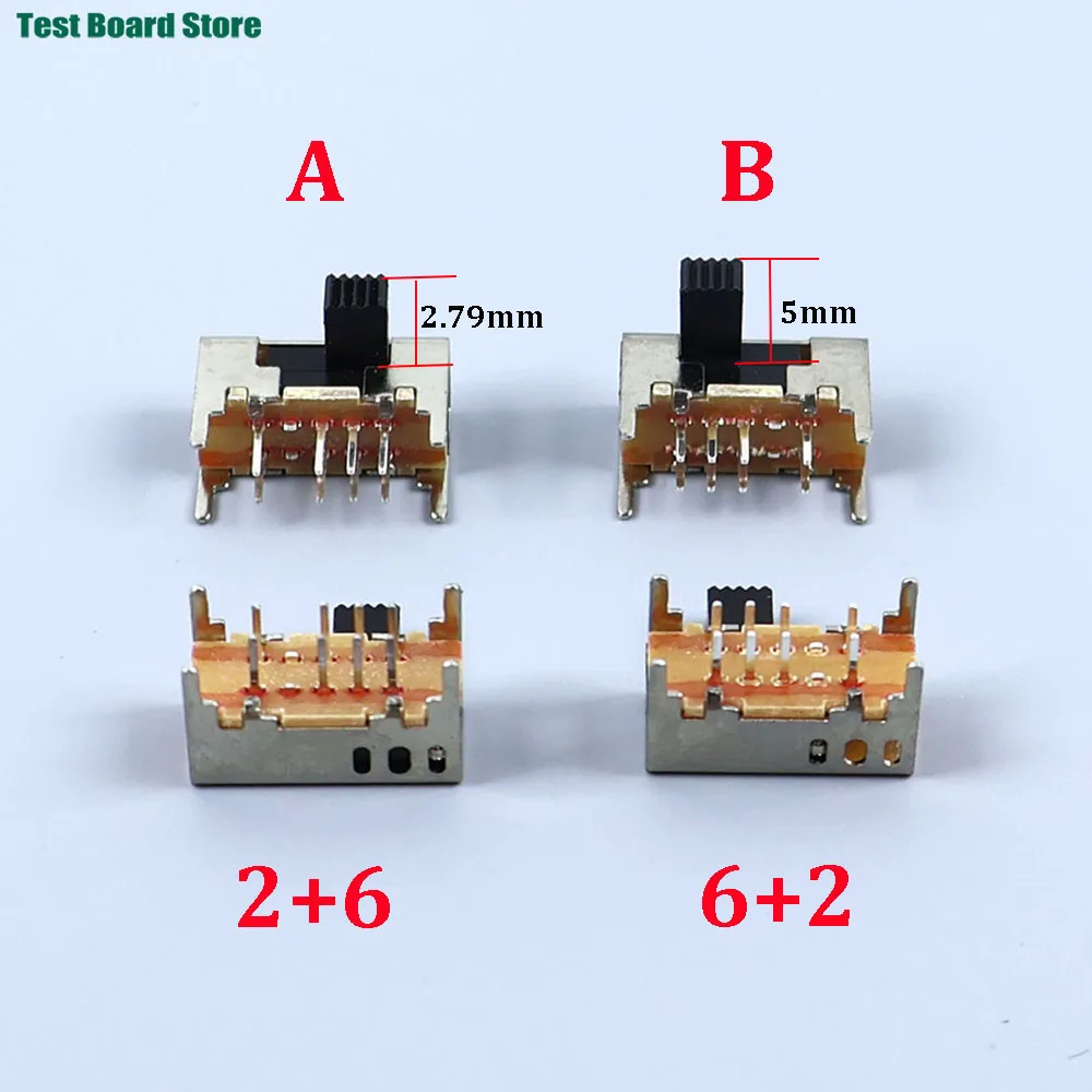 

10/20pcs SK23D05 G6 Panel PCB 8 Pin 3 Position 2P3T DP3T Slide Switch Side Knob Straight Foot Switch Handle Toggle Power Switch