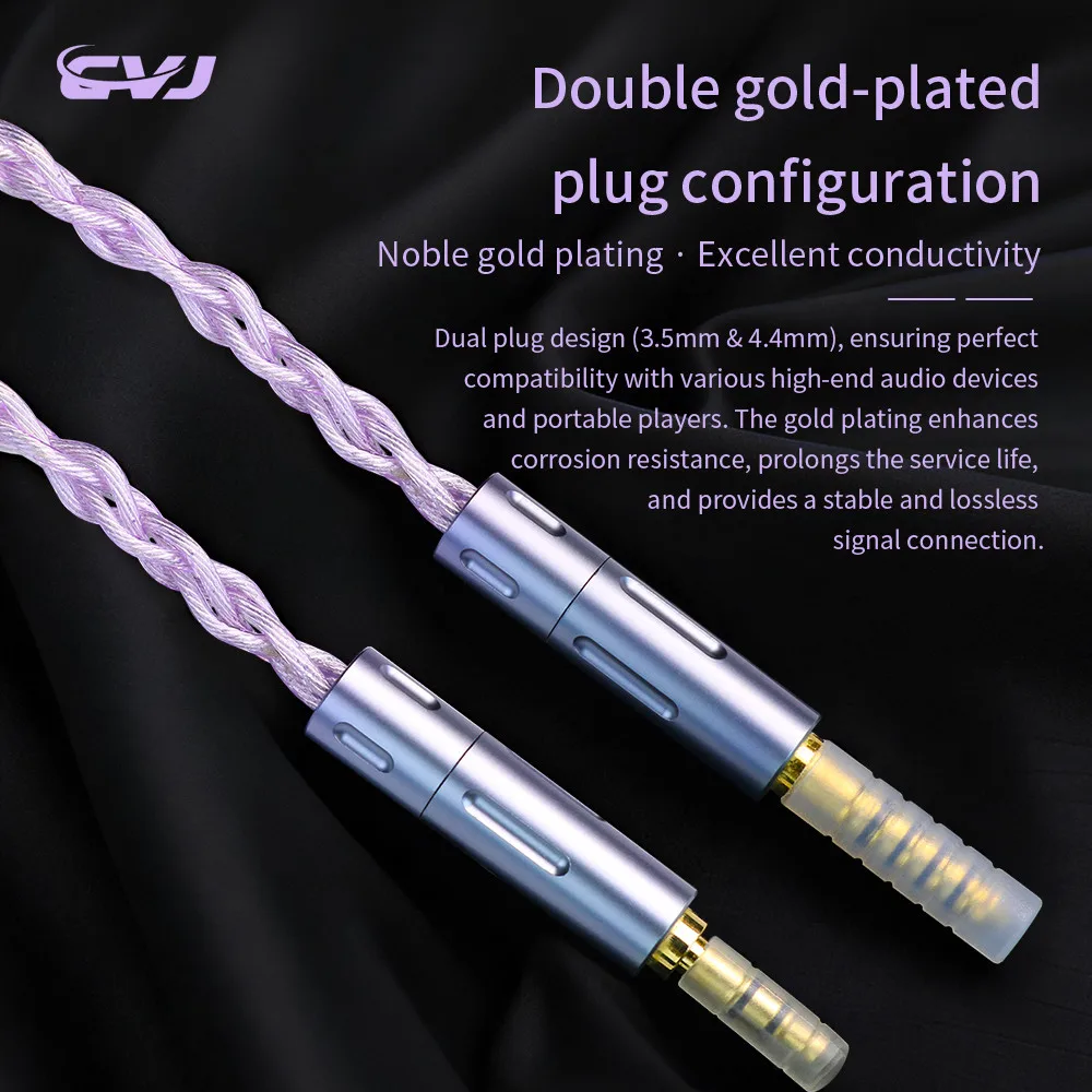 CVJ Flora ชุบเงินแบบมีสายหูฟังอัพเกรดสาย 3.5 มม.+ 4.4 มม.ปลั๊ก Balanced High-Fidelity Audio สําหรับ FiiO