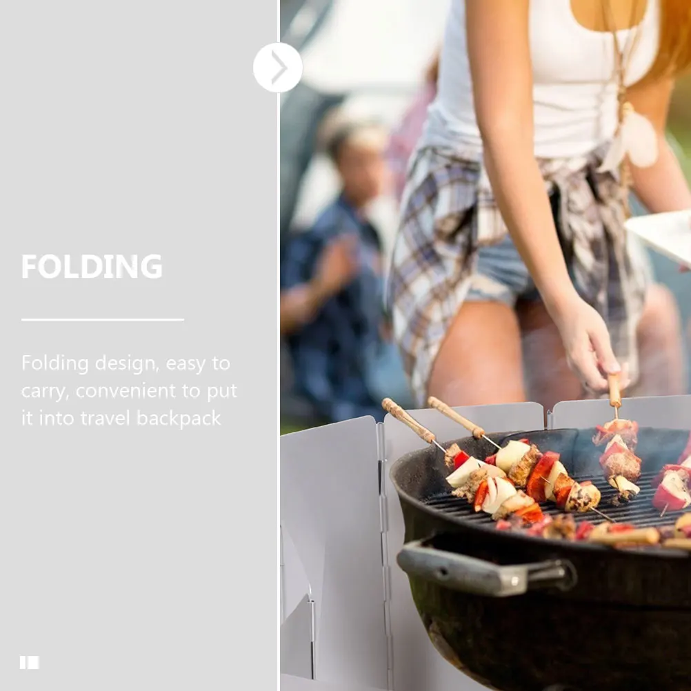 

Folding Stove Windscreen Outdoor Windshield For Bbq Camp Cooker Lightweight Aluminum Alloy Windproof Tool Built-In Plunger