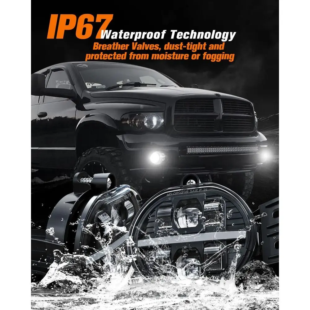 LED Fog Lights with White DRL for 2002-2008 Dodge Ram 1500 & 2003-2009 2500/3500 - Black Pair