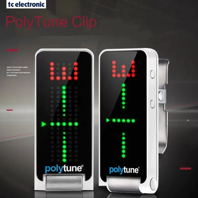 TC Electronic PolyTune Clip Clip-on Polyphonic Tuner Headstock Tuner with Adaptive LED Display Multiple Tuning Modes