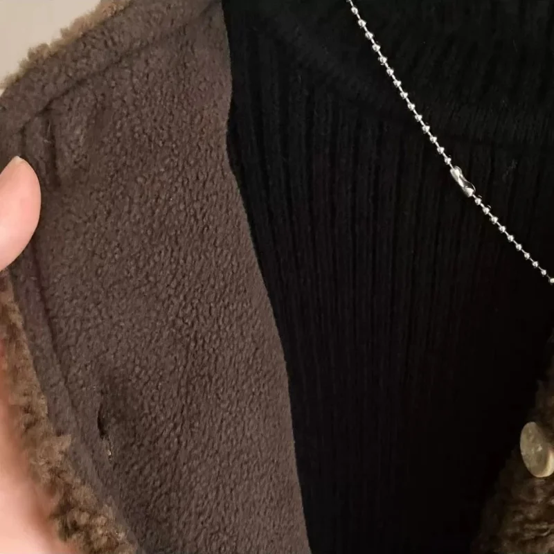 2025 한국 소년 가을 겨울 옷 소녀 벨벳 느슨한 양고기 벨벳 따뜻한 아동 자켓 코트 소녀 2-7 세