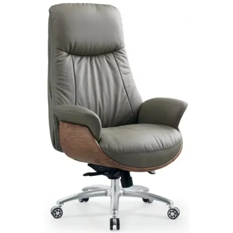 Modern Style Office & Gaming Swivel Chair with Reclining Footrest & Backrest Genuine Leather Computer Chair