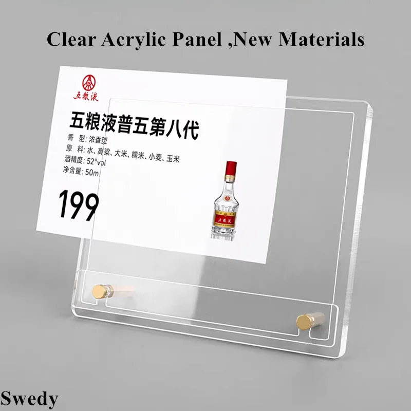 5 Pieces 90x55mm /100x70mm Wedding Name Card Menu Sign Holder Stand Restaurant Acrylic Price Label Ticket Holder Display Stand
