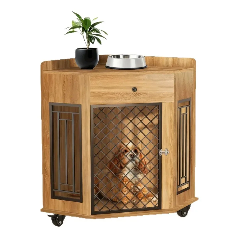 Household wooden doghouse shared cabinet for humans and pets, pet cage steel wooden cabinet c