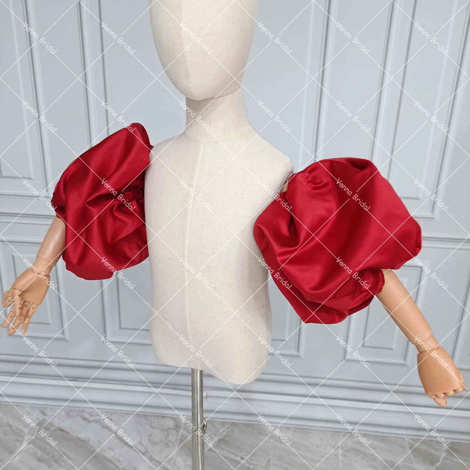 Detachable Puffy Sleeves For Bridal Gowns Customized Color Elastic Cuffs Removable Lantern Sleeves For Wedding Dress