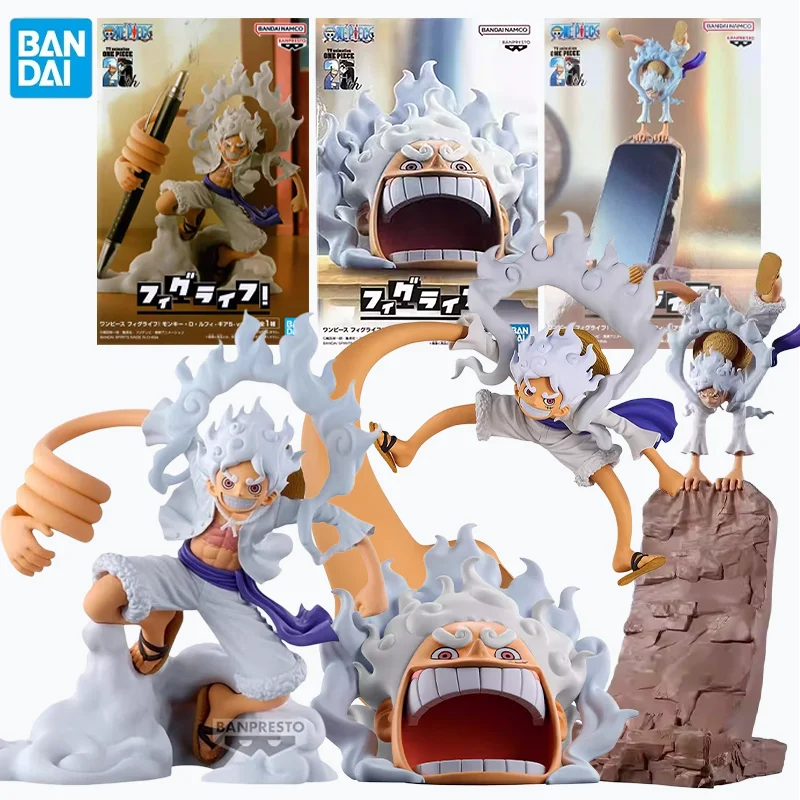 

Original Bandai One Piece Luffy Gear 5 Nika Figulife Anime Figure Pen Holder Phone Stand Storage Box Collection Toy Gift