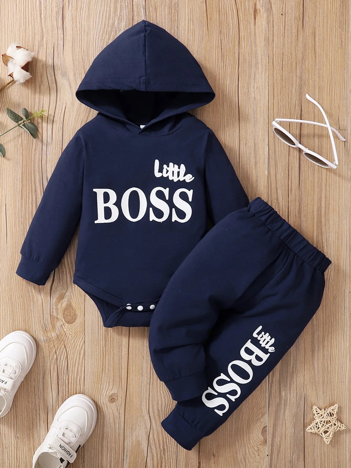 

0-24 Months Newborn Baby Boy 2PCS Clothes Set Letter Print Long Sleeve Hoodie Romper+Pants Toddler Boy Cute Spring&Autumn Outfit