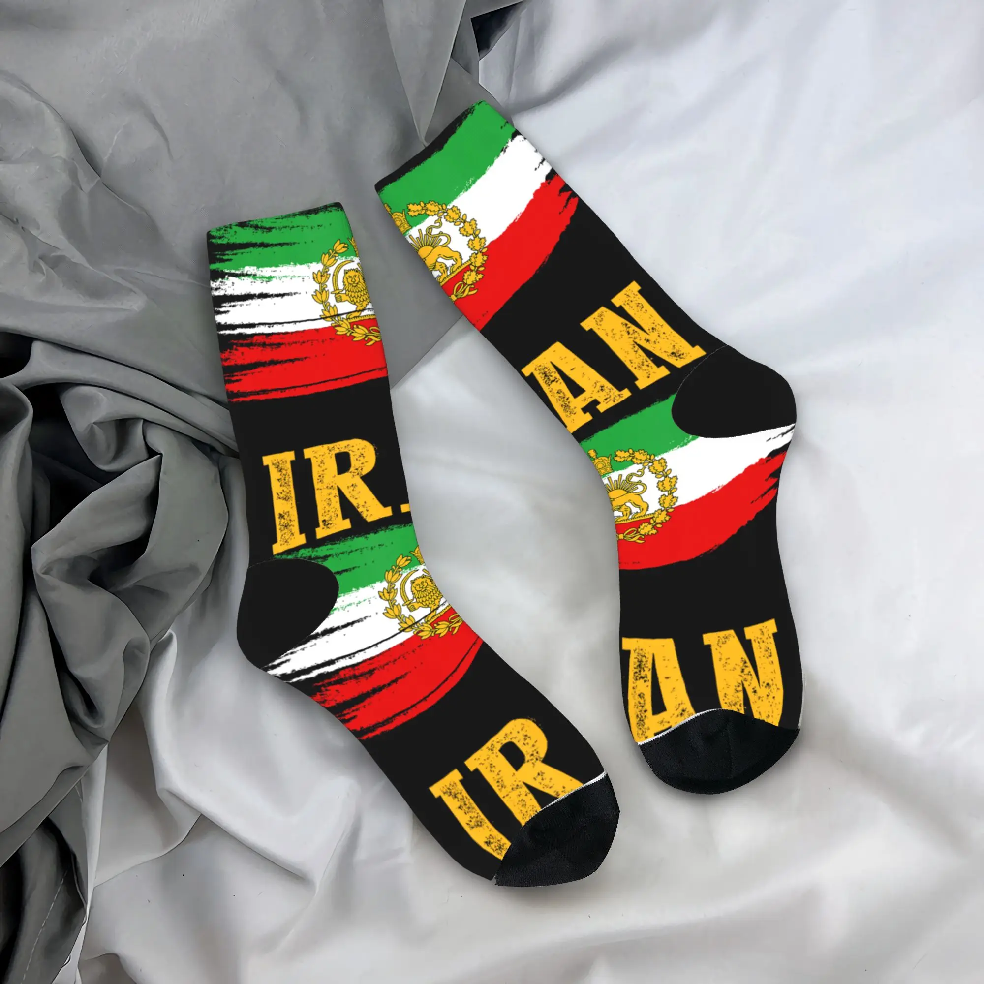 

Носки с флагом Ирана и львом (3 пары), осенние, повседневные, для женщин и мужчин, высококачественные, на заказ, для бега, противоскользящие