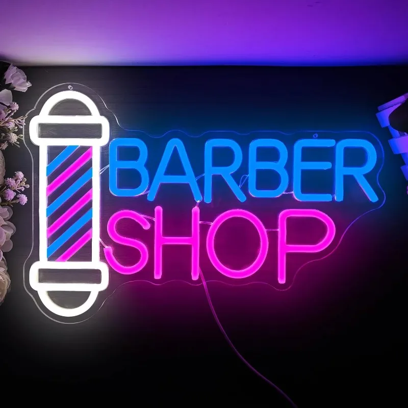 

Barber Shop Neon Sign for Hair Salon Studio LED Light Up Business Signs Wall Decor Night Light Hairdresser Store Opening Gift