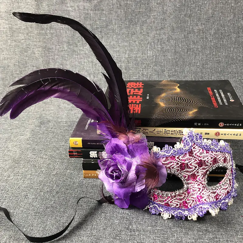 MasTim Ade-Masque Vénitien Demi-Visage pour Femme, Halloween, Noël, Plume, Fleur, Lys, Cosplay, Décorer, Dentelle, ixSexy Pro