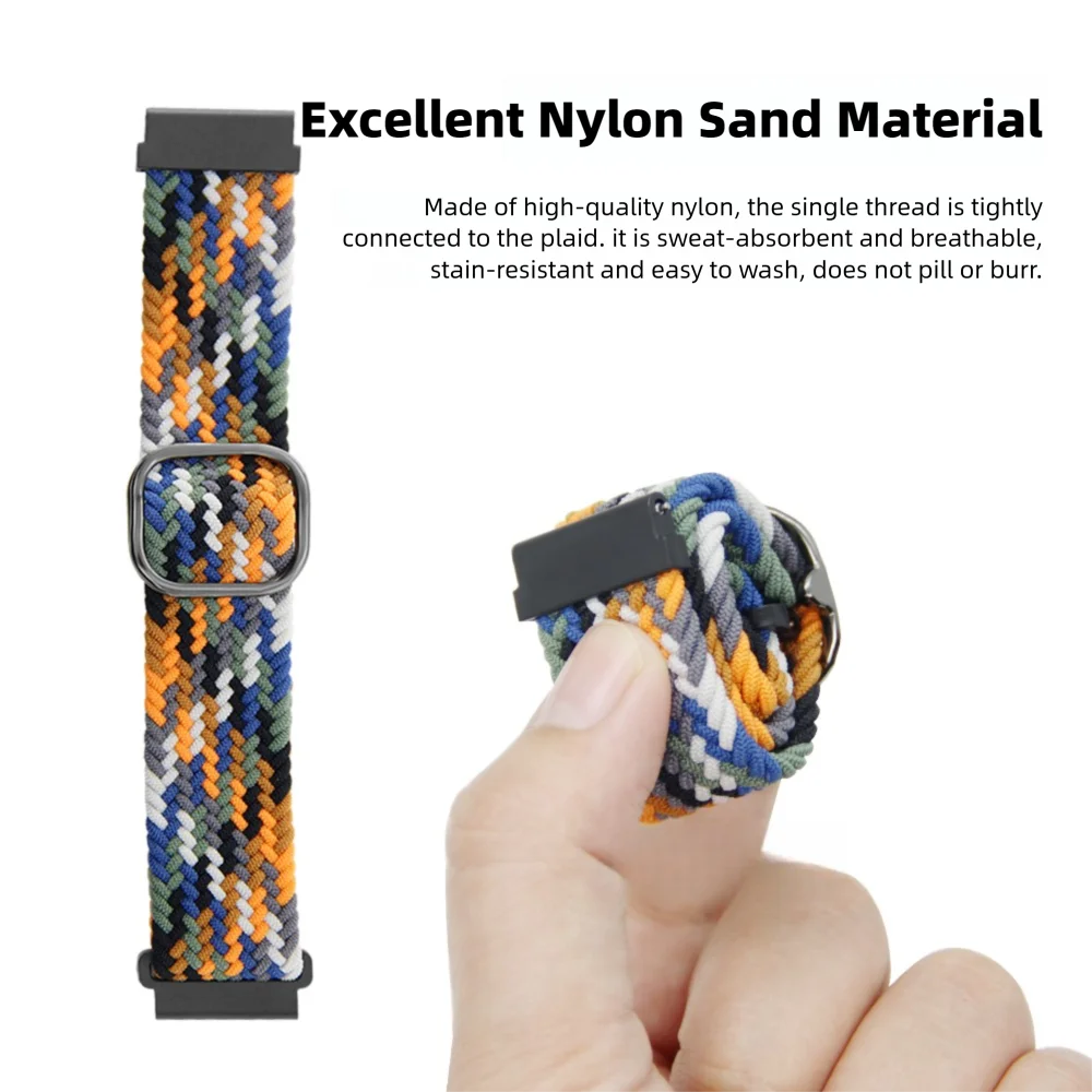 حزام ساعة مرن منسوج من النايلون لساعة Redmi Watch 4 سريع الإصدار وإبزيم معدني قابل للتعديل حزام ساعة ذكية للرجال والنساء