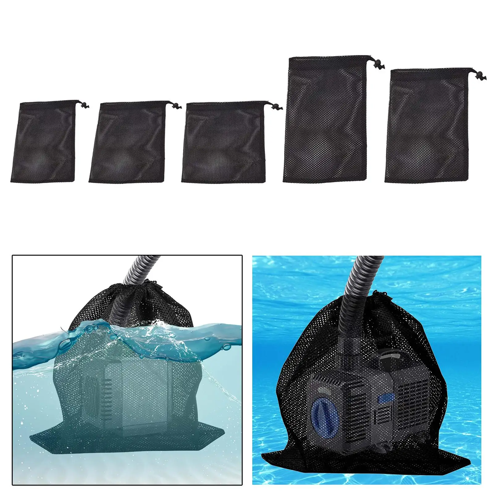 Water Pump Filter Bag Easy to Use Water Pump Protection Drawstring Mesh Pouch for Pond Fish Tank Backyard Aquarium Accesssories