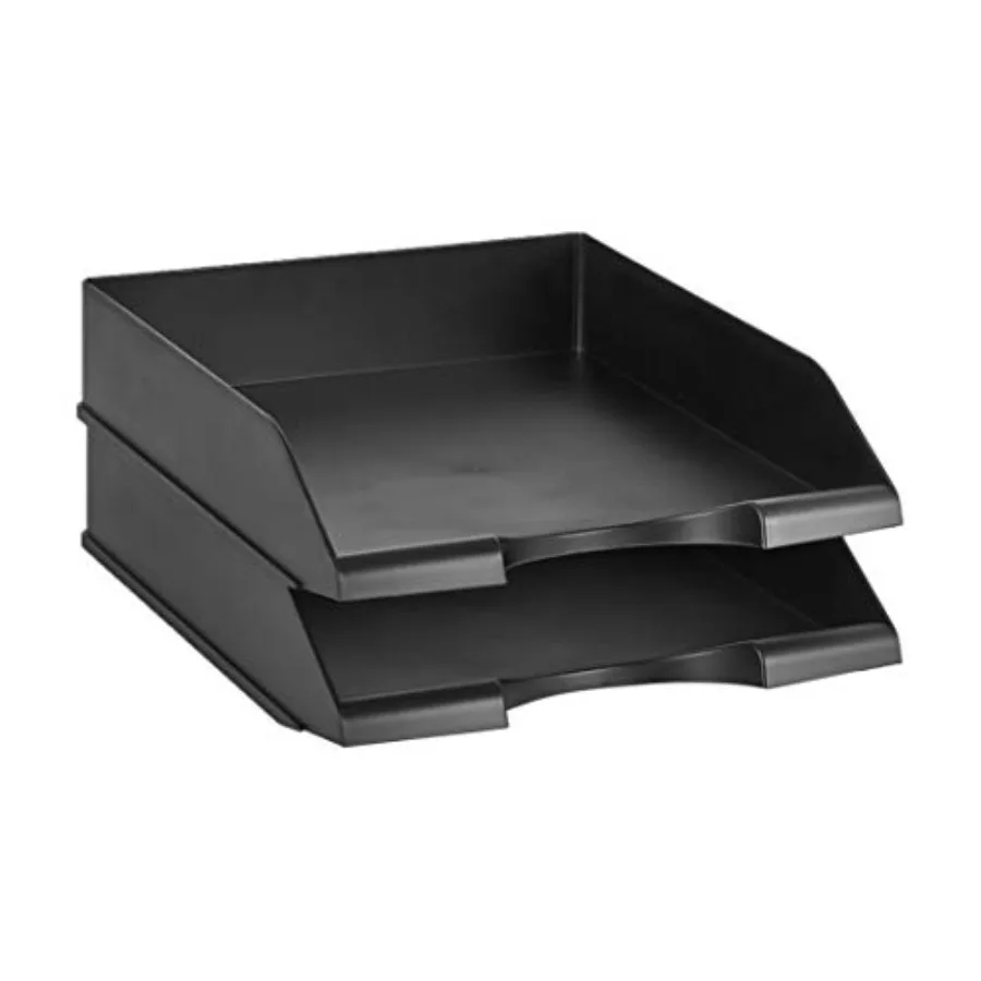 Rectangular Stackable Desk Organizer Office, File Storage, Paper Organizer, Black, 2-Pack