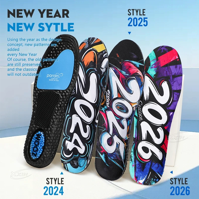 

【Xxin】Graffiti style Sport Insoles Air Cushion Shock Absorption Running Shoes Pad Size 36-46