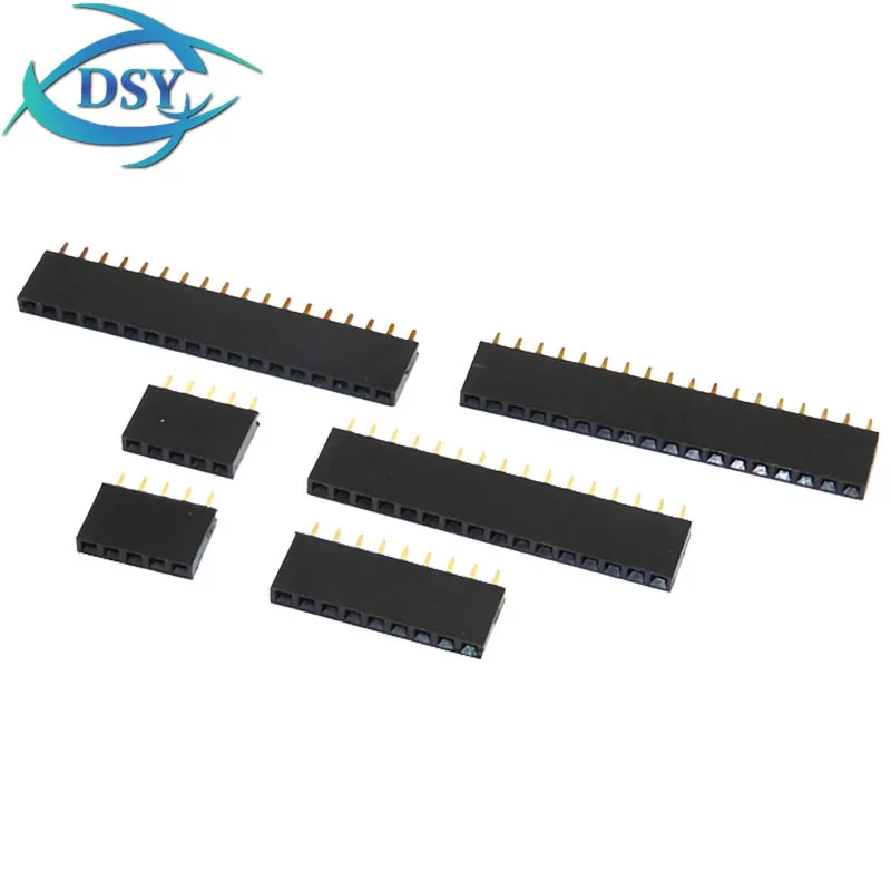 10PCS 2.54mm Pitch 2/3/4/6/10/20-Pin Single Row Female PCB Socket Board Pin Header Connector Strip Pinheader 2~20Pin For Arduino